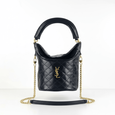 Saint Laurent Quilted Leather Bucket Bag with Gold Chain - MASTERPIECE