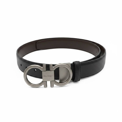 ✨ Salvatore Ferragamo Gancini Reversible Leather Belt 115CM – Black & Brown - MASTERPIECE