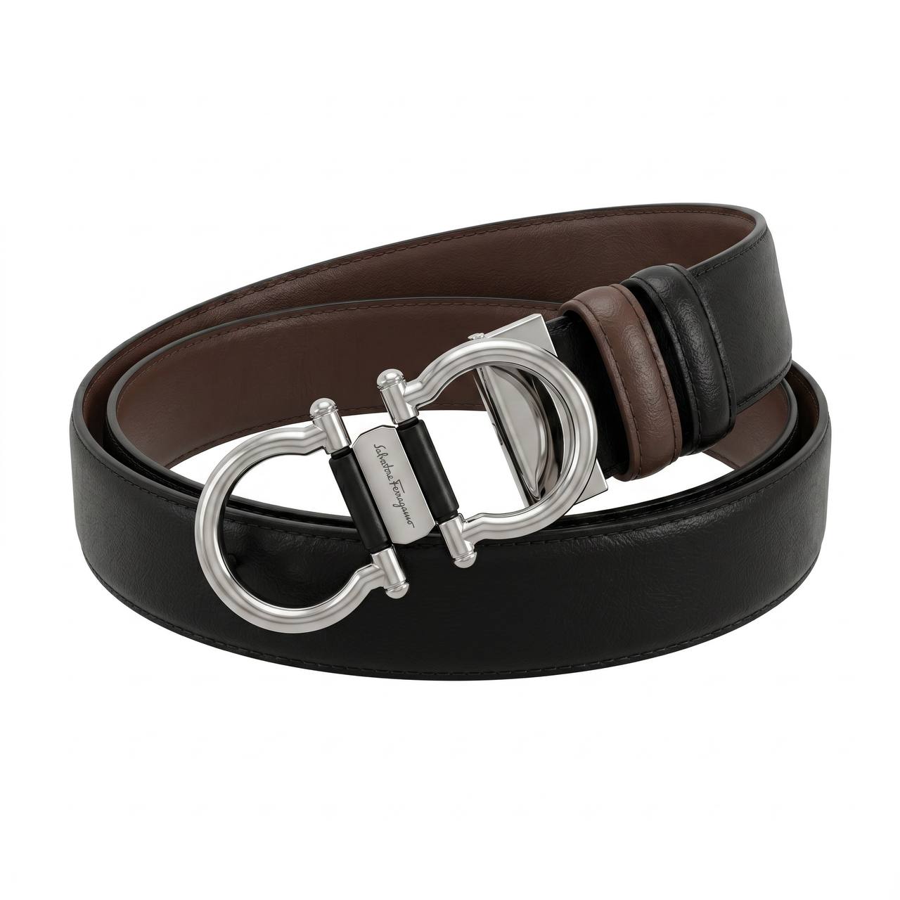 Salvatore Ferragamo Gancini Reversible Leather Belt – Black & Brown | 115 CM 🖤🤎✨ - MASTERPIECE