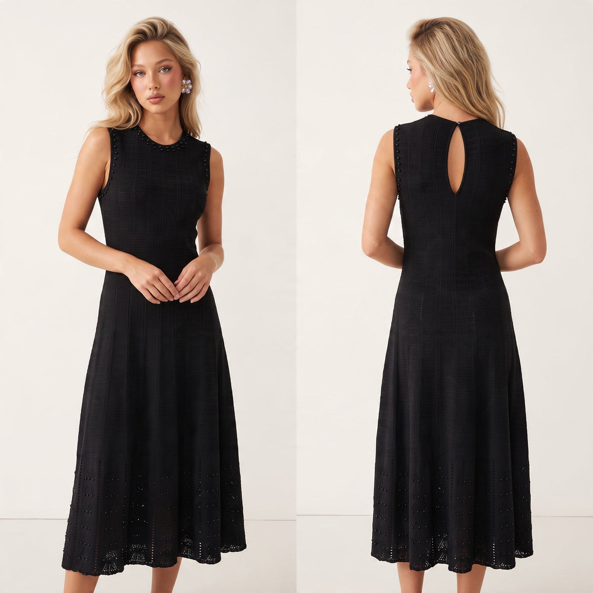 SANDRO Knit Midi Dress – Black - MASTERPIECE