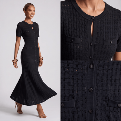 🖤 Sandro Textured Knit Maxi Dress - MASTERPIECE