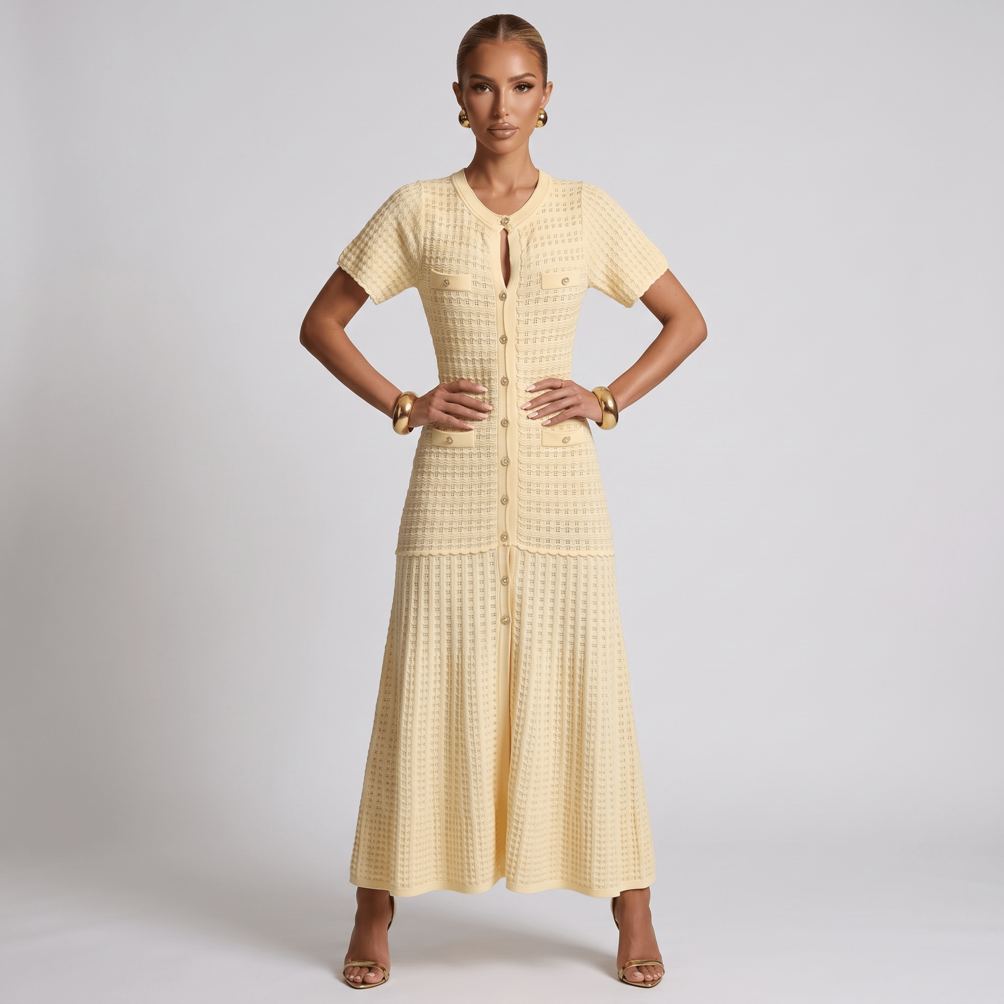 💛 Sandro Textured Knit Midi Dress one size - MASTERPIECE