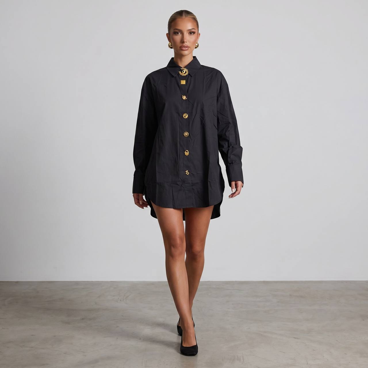 Schiaparelli Black Icon Button Shirt Dress 🖤 - MASTERPIECE