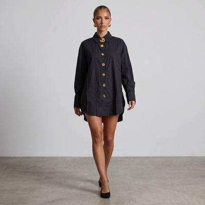 Schiaparelli Black Icon Button Shirt Dress 🖤 - MASTERPIECE
