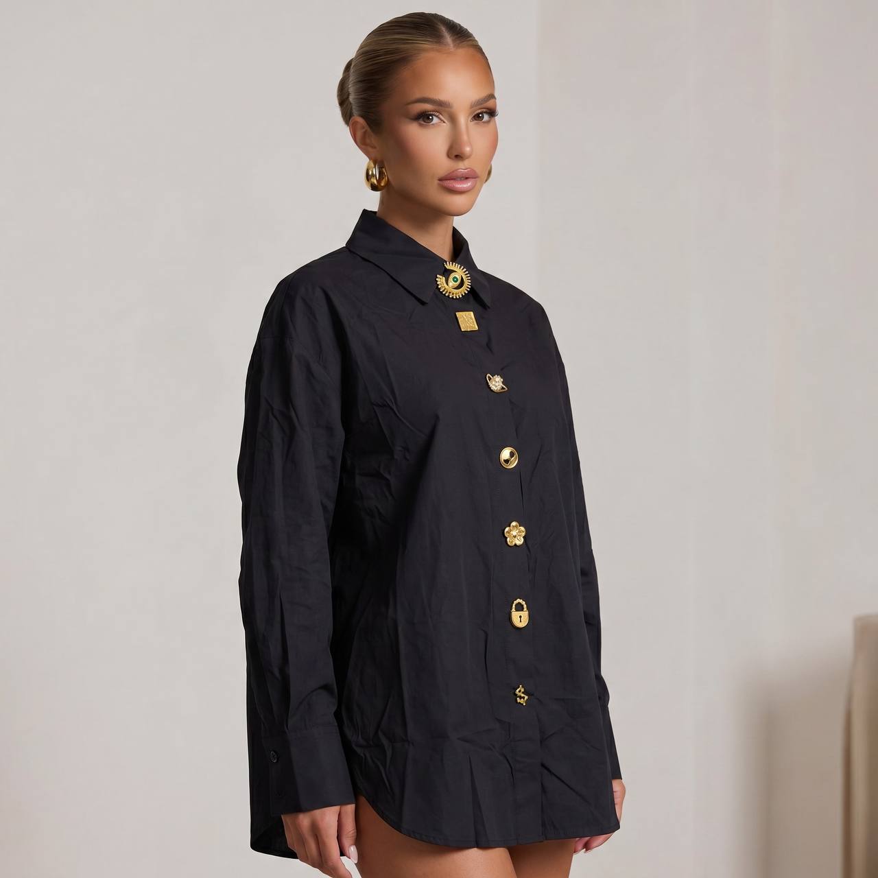 Schiaparelli Black Icon Button Shirt Dress 🖤 - MASTERPIECE