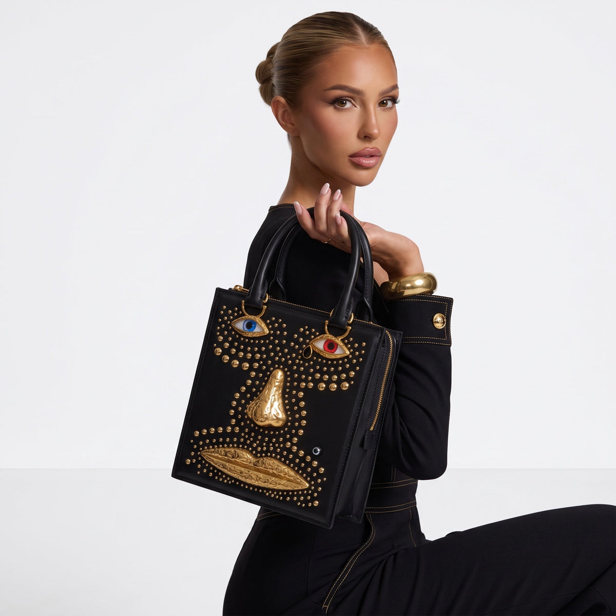 Schiaparelli Box Bag – Black Studded 👁️🖤limited edition - MASTERPIECE
