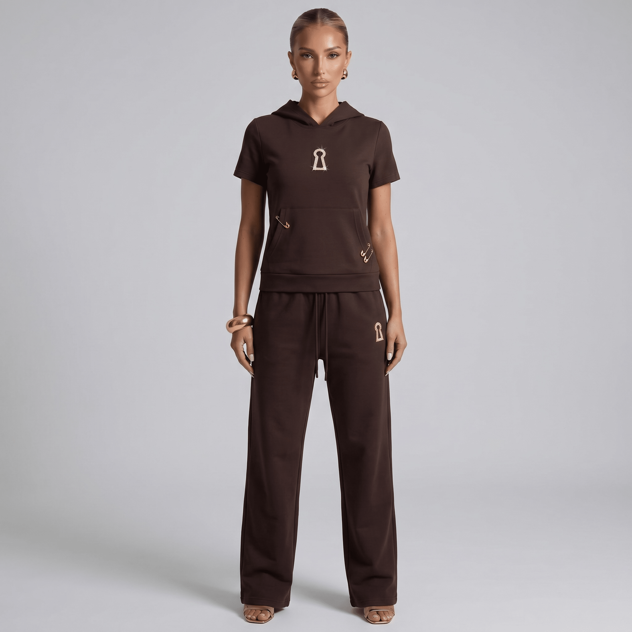 Schiaparelli Chocolate Brown Keyhole Tracksuit Set 🤎🔑✨🔥 - MASTERPIECE