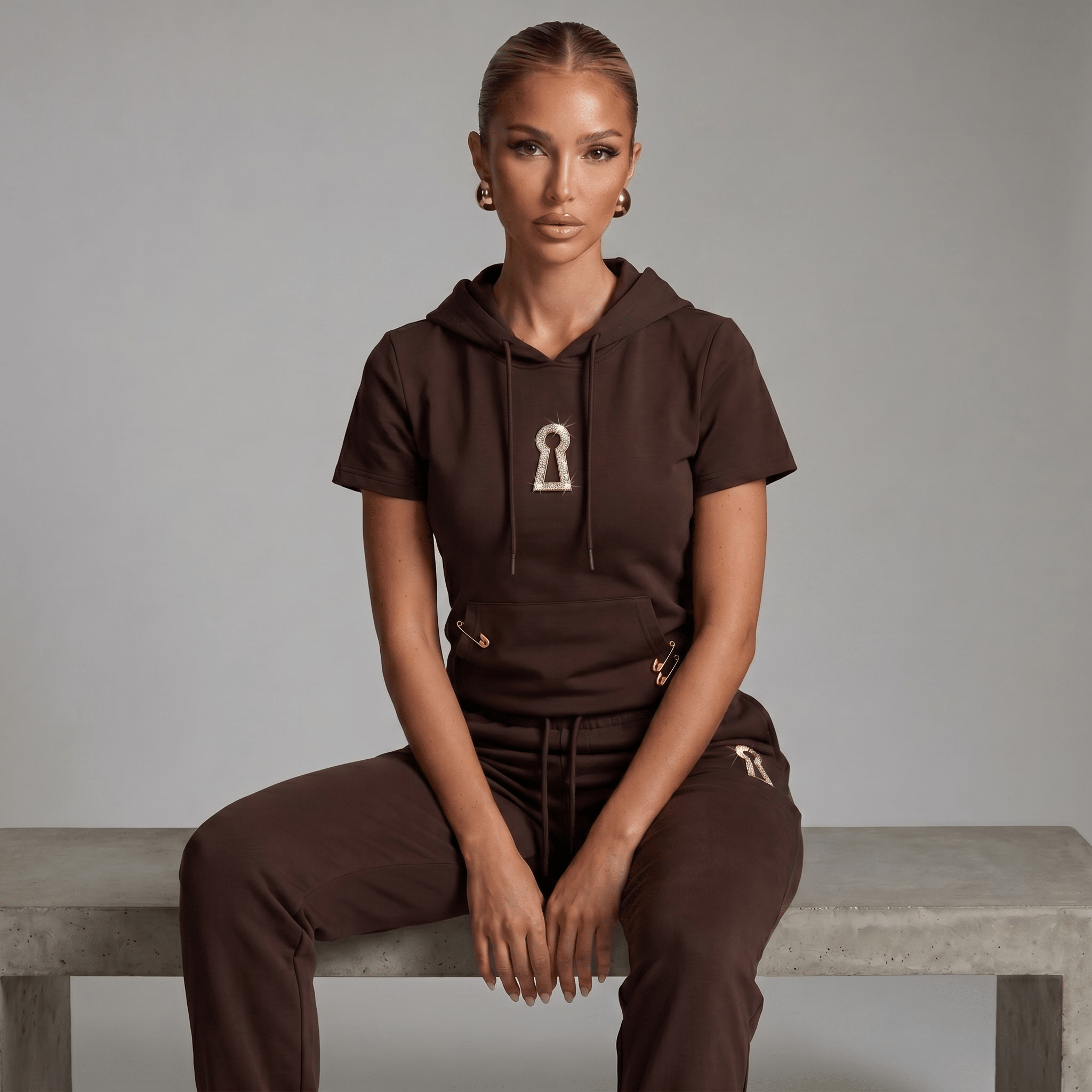 Schiaparelli Chocolate Brown Keyhole Tracksuit Set 🤎🔑✨🔥 - MASTERPIECE