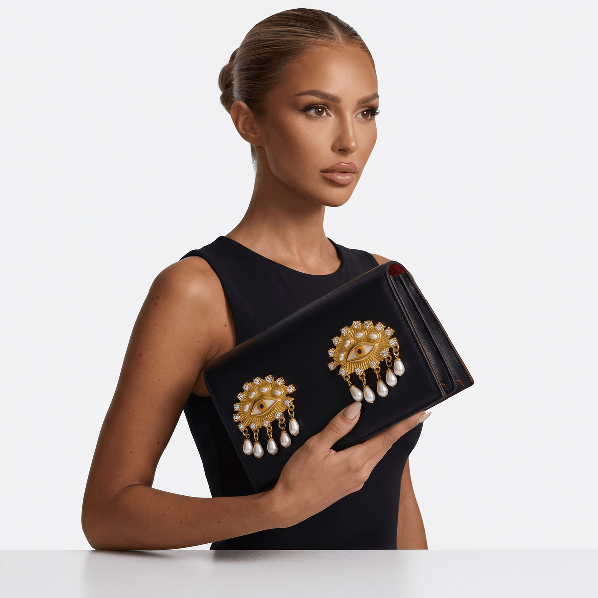 Schiaparelli Eye Embellished Black Clutch – Iconic Couture Statement 👁🖤 - MASTERPIECE