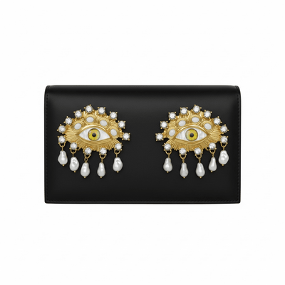 Schiaparelli Eye Embellished Black Clutch – Iconic Couture Statement 👁🖤 - MASTERPIECE