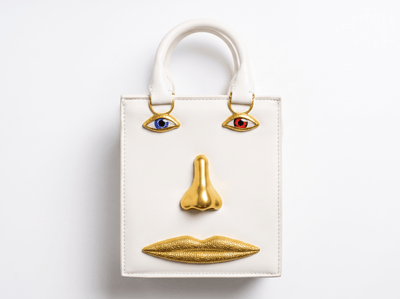 👜 Schiaparelli Face Mini Tote Bag – White - MASTERPIECE