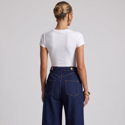 Schiaparelli Gold Charm High-Waist Wide-Leg Jeans – Dark Blue ✨ - MASTERPIECE