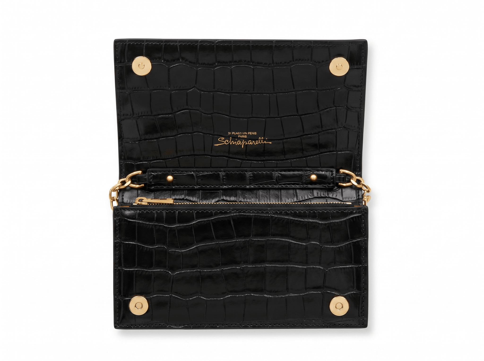 🖤 SCHIAPARELLI Keyhole Croc-Embossed Chain Bag ✨ - MASTERPIECE
