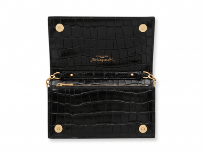 🖤 SCHIAPARELLI Keyhole Croc-Embossed Chain Bag ✨ - MASTERPIECE