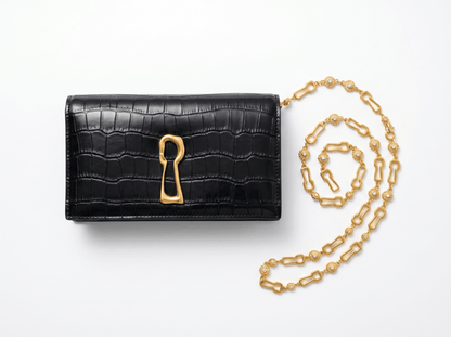 🖤 SCHIAPARELLI Keyhole Croc-Embossed Chain Bag ✨ - MASTERPIECE