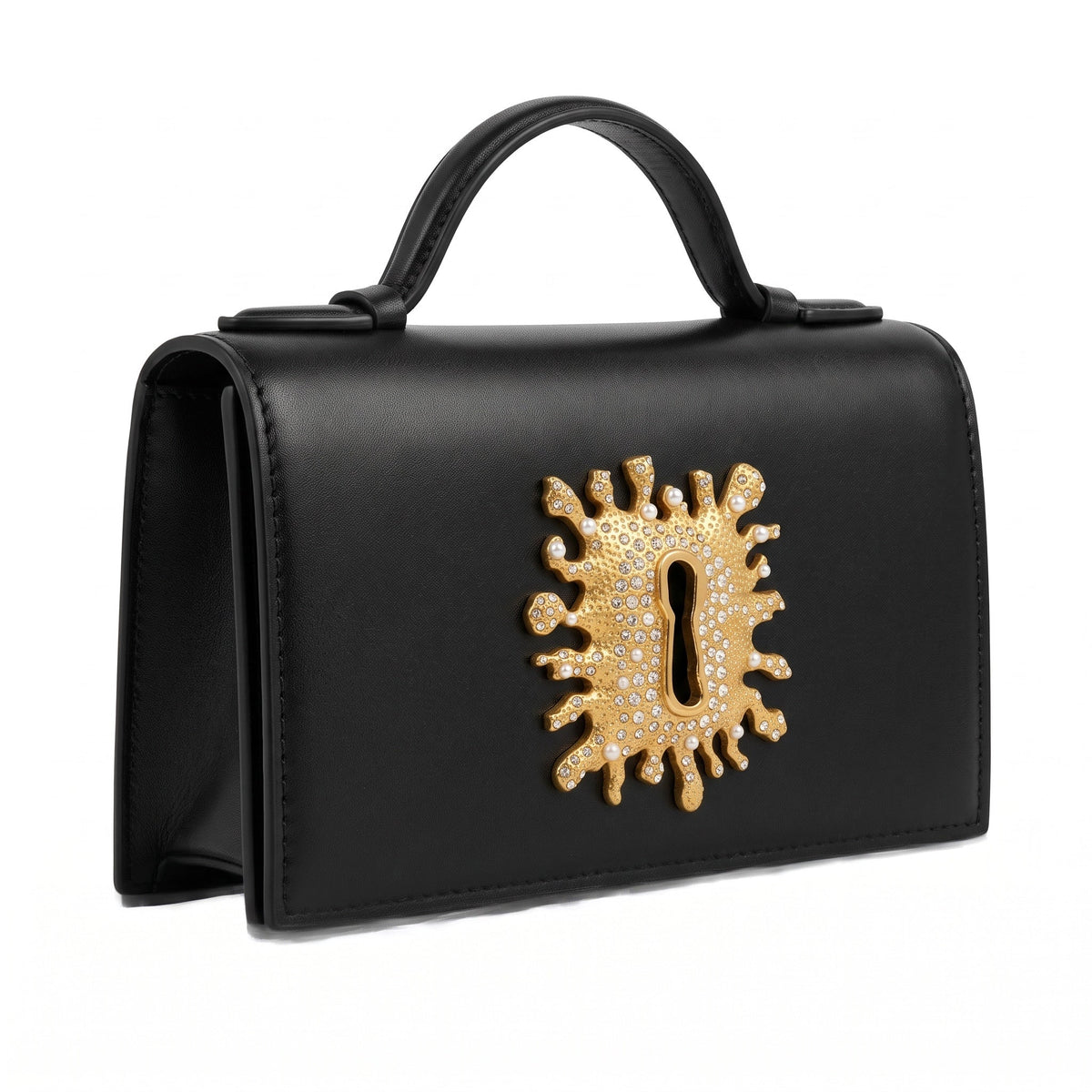 Schiaparelli keyhole Top-Handle Bag – Black Gold Sunburst 👜✨ - MASTERPIECE