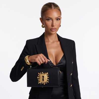 Schiaparelli keyhole Top-Handle Bag – Black Gold Sunburst 👜✨ - MASTERPIECE