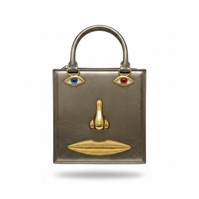 Schiaparelli Metallic Face Mini Tote – Champagne Gold Surreal Edition 👁✨ - MASTERPIECE