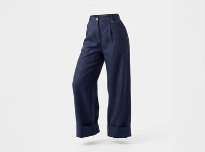 💙✨ Schiaparelli Navy Tailored Vest & Wide-Leg Pants Full Set - MASTERPIECE