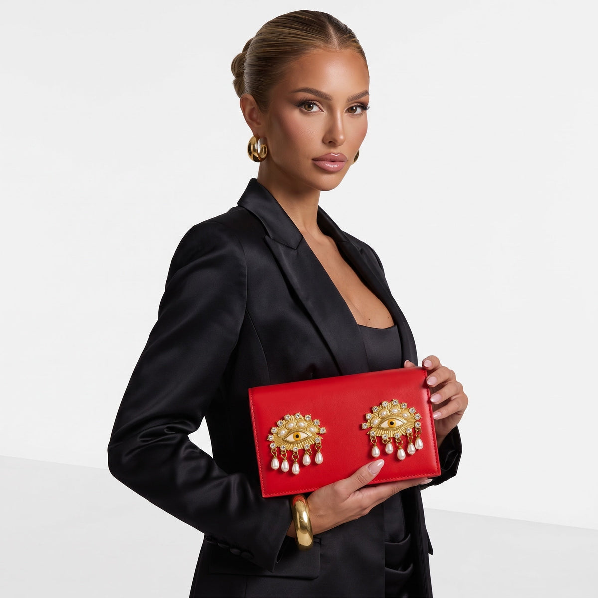 Schiaparelli Red Eye Clutch – Gold Pearl 👁️👜 - MASTERPIECE