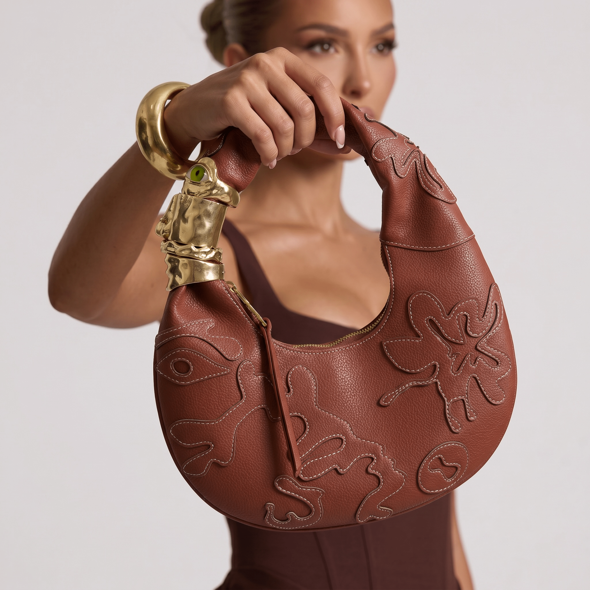 👁️ Schiaparelli Surrealist Hobo Bag – Statement Leather Shoulder Bag - MASTERPIECE