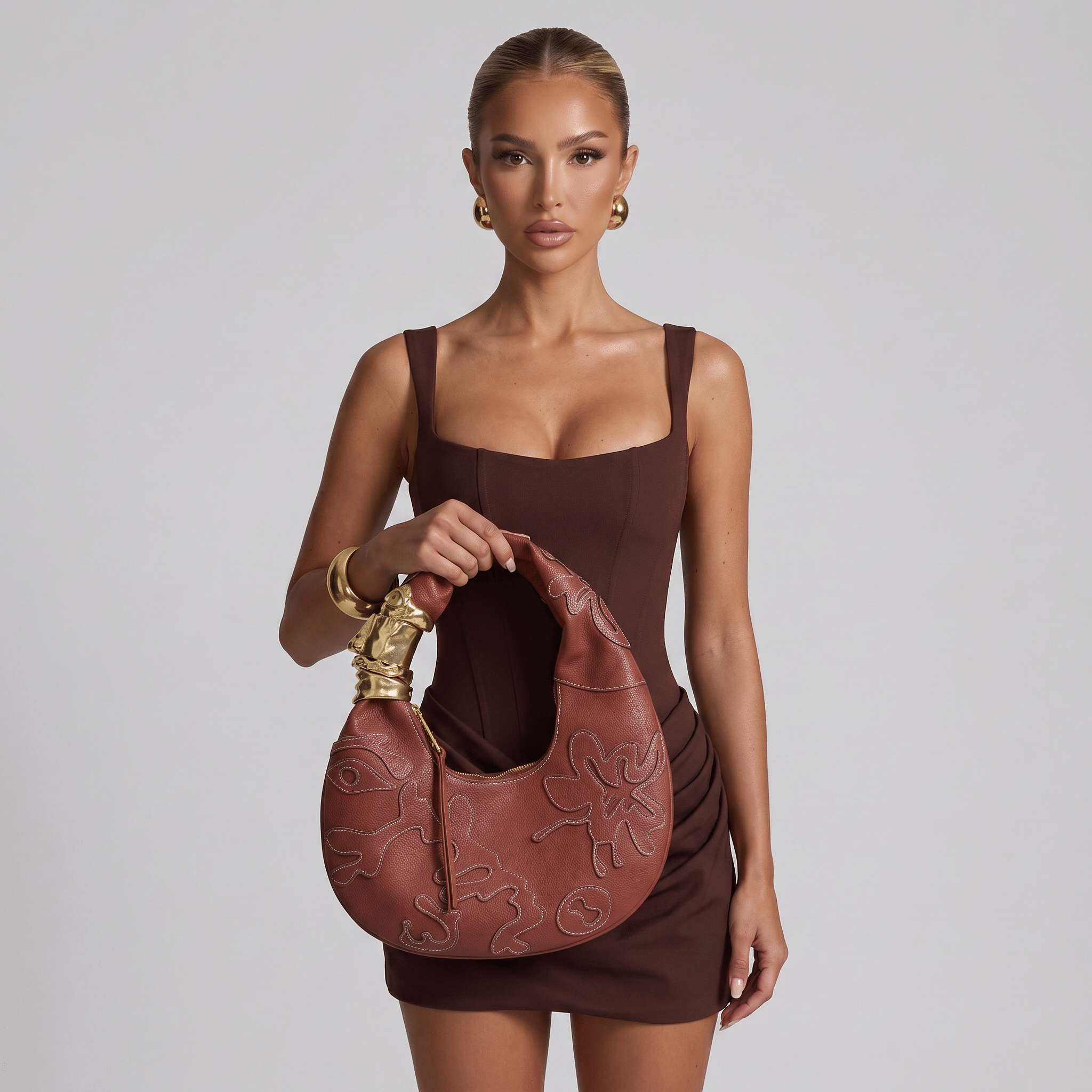 👁️ Schiaparelli Surrealist Hobo Bag – Statement Leather Shoulder Bag - MASTERPIECE