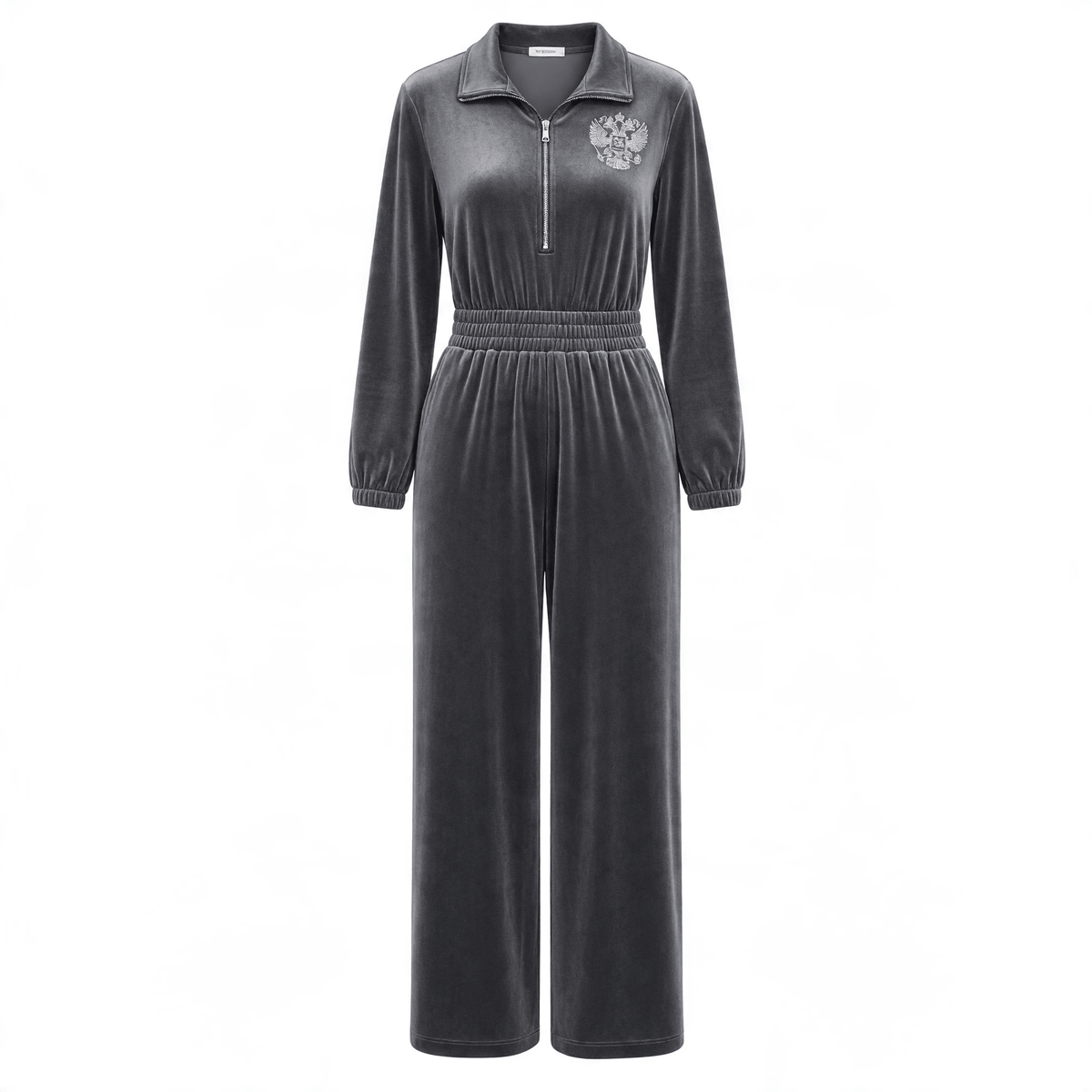 Schiaparelli Velour Jumpsuit – Charcoal Grey