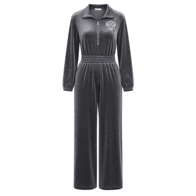 Schiaparelli Velour Jumpsuit – Charcoal Grey - MASTERPIECE