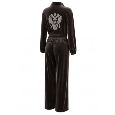 Schiaparelli Velvet Jumpsuit – Chocolate Brown - MASTERPIECE