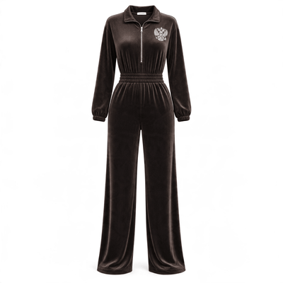 Schiaparelli Velvet Jumpsuit – Chocolate Brown - MASTERPIECE