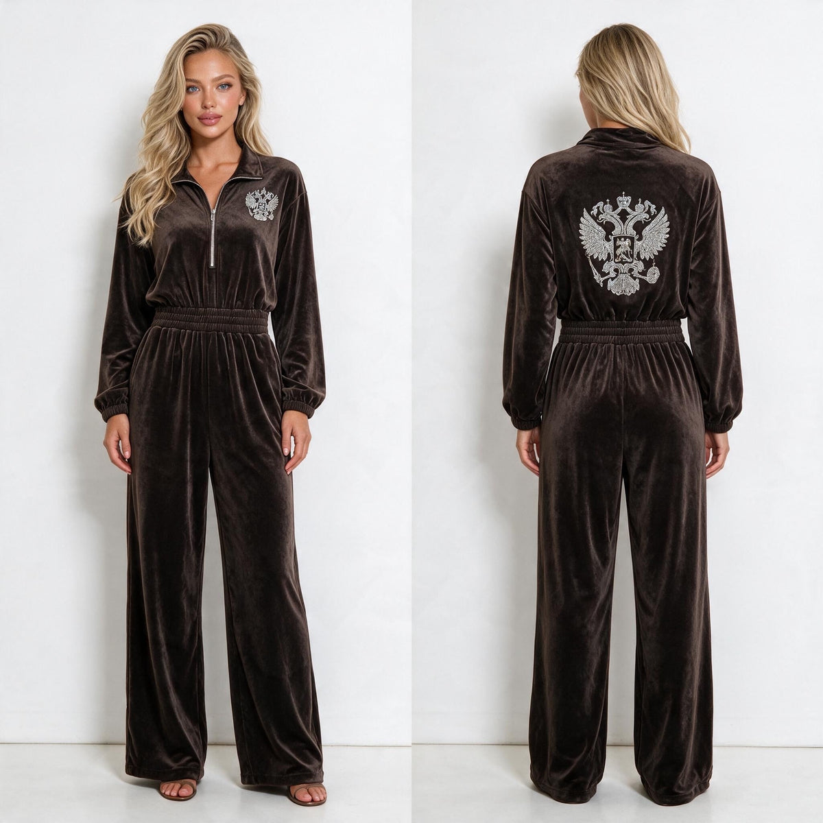 Schiaparelli Velvet Jumpsuit – Chocolate Brown - MASTERPIECE