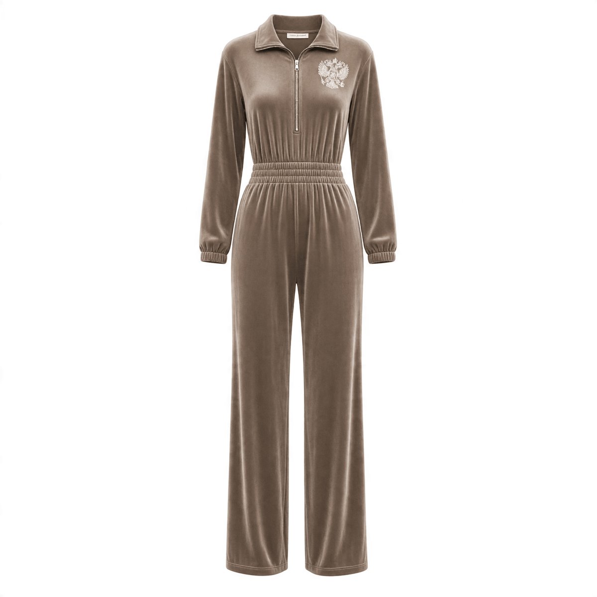Schiaparelli Velvet Jumpsuit – Taupe - MASTERPIECE