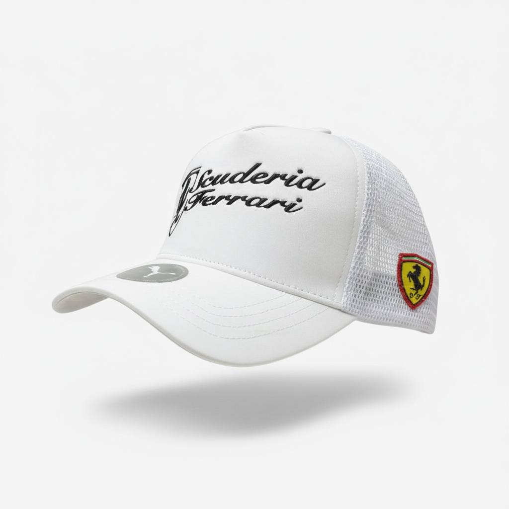 🏎️ Scuderia Ferrari Trucker Cap – White Motorsport Racing Hat - MASTERPIECE
