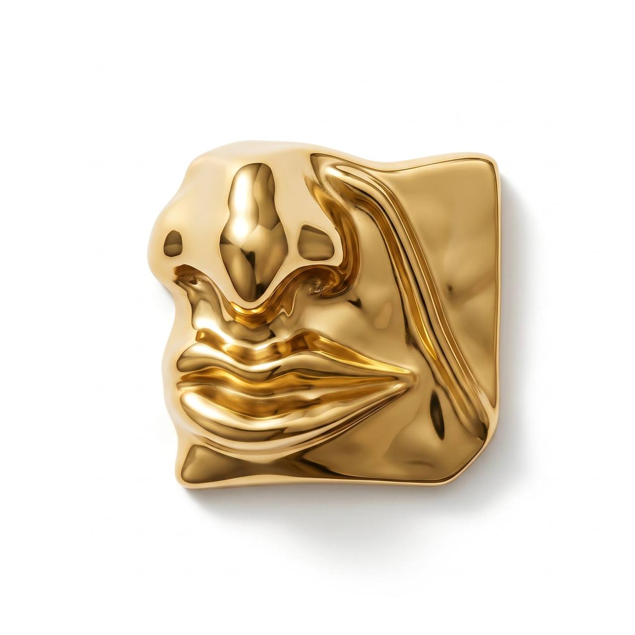 🎭✨ Sculpted Gold Surreal Face Statement Brooch - MASTERPIECE