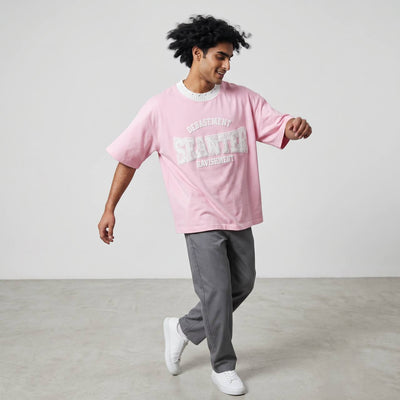 Seanter Oversized Graphic T-Shirt – Baby Pink Edition 🌸✨ - MASTERPIECE
