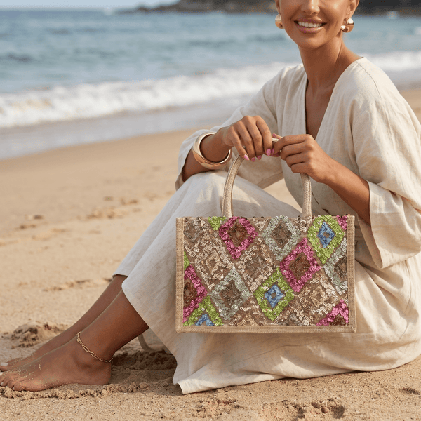 ✨ Sequin Beach Tote Bag – Multicolor Sparkle Edition ✨