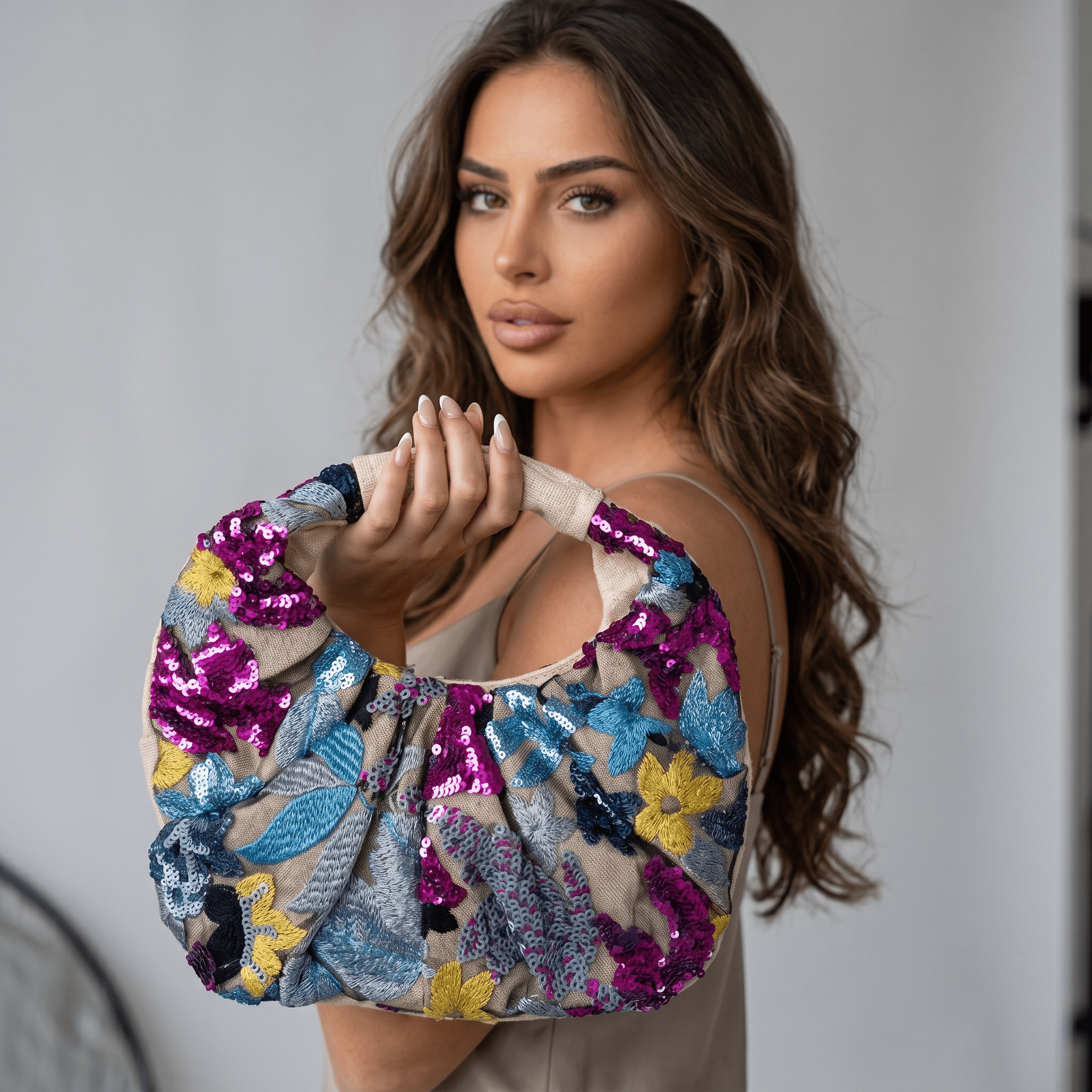 💜 Sequin Floral Hobo Bag | Trendy Statement Shoulder Bag ✨ - MASTERPIECE