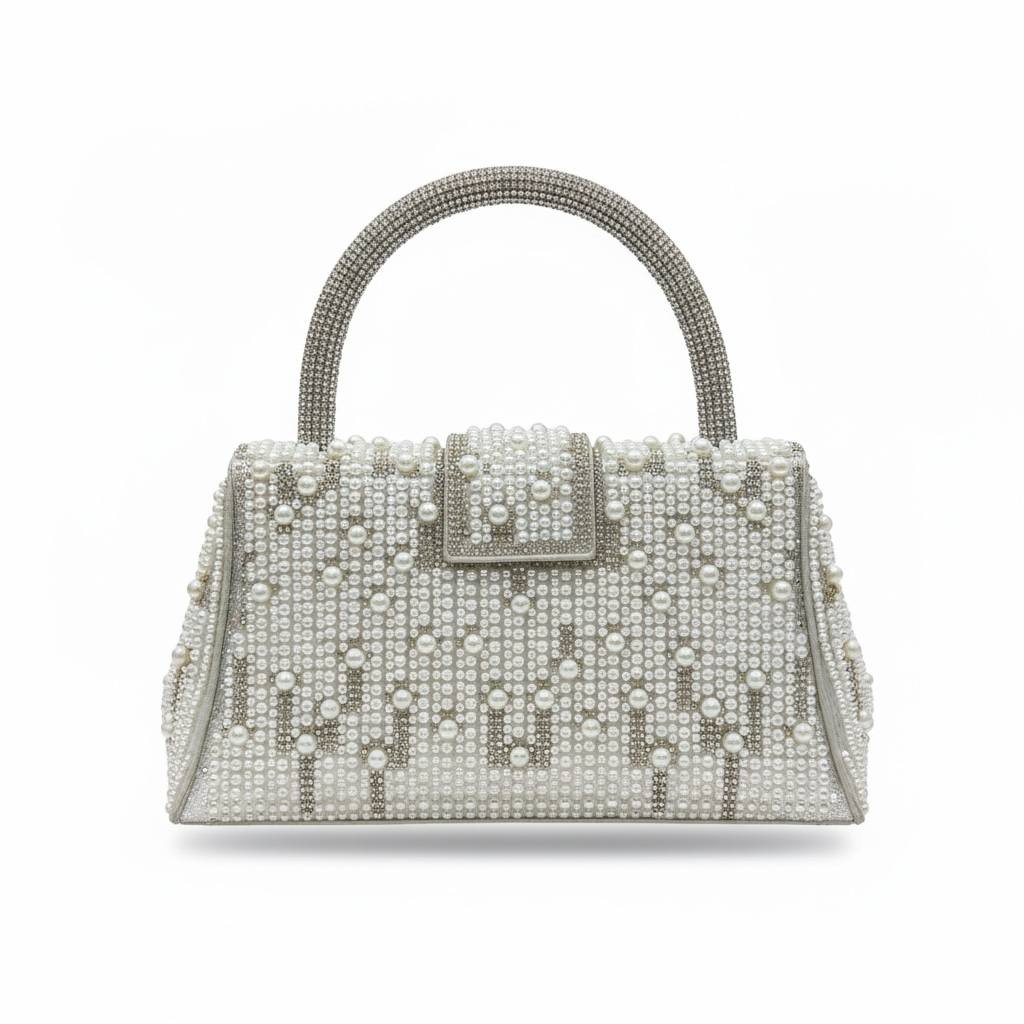 Silver Monogram Top Handle Bag — Pearl - MASTERPIECE
