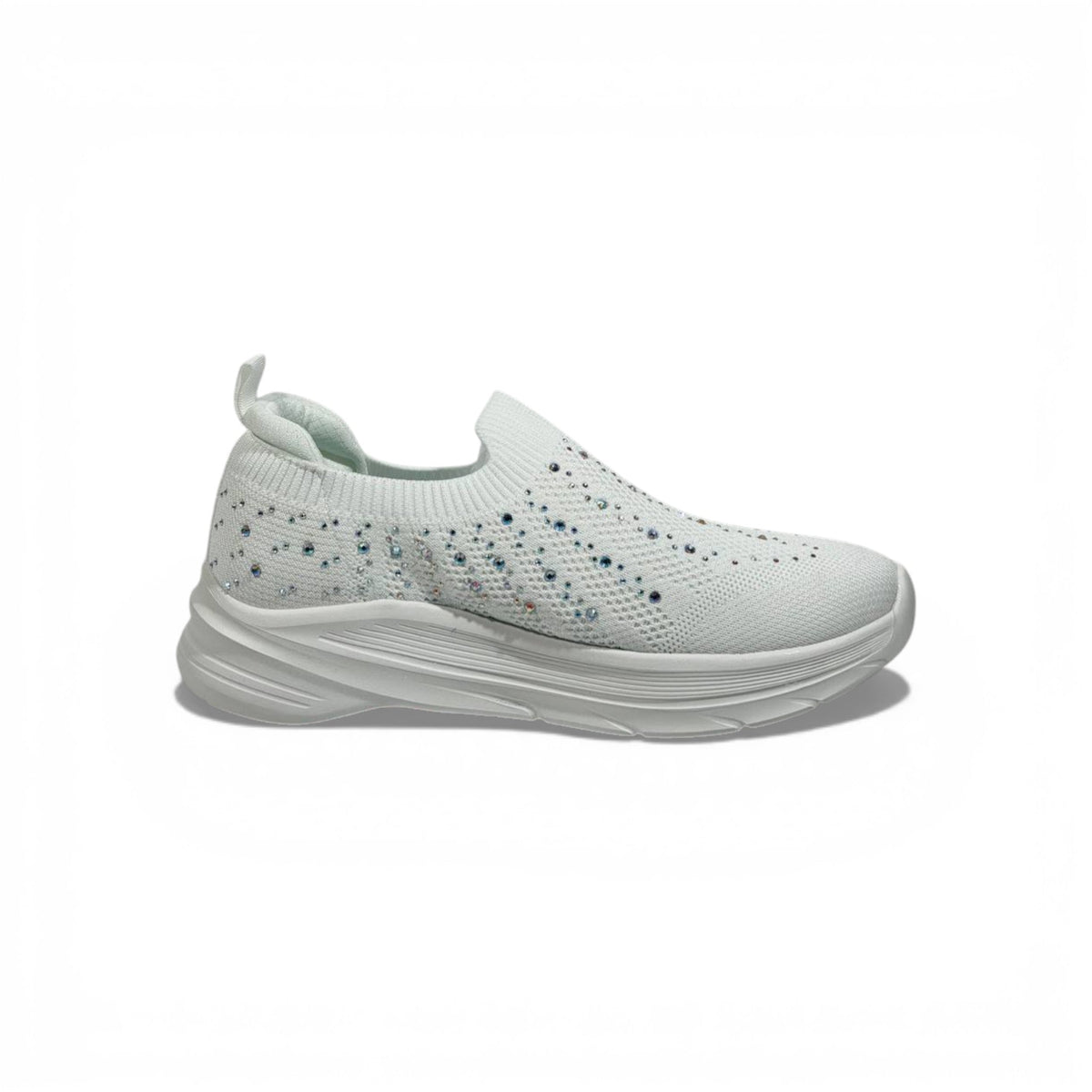 Skechers Crystal Knit Slip-On Sneakers – White Comfort Walking Shoes ✨👟 | Lightweight Breathable Trainers - MASTERPIECE