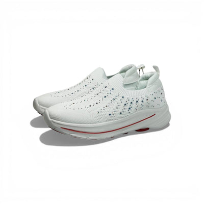 Skechers Crystal Knit Slip-On Sneakers – White Comfort Walking Shoes ✨👟 | Lightweight Breathable Trainers - MASTERPIECE
