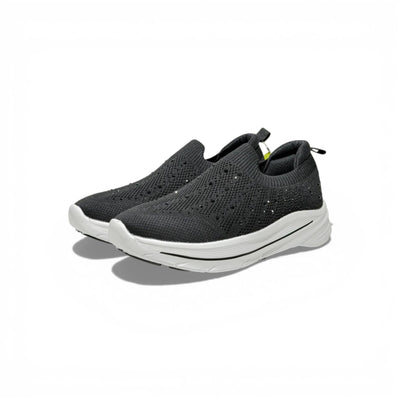Skechers Crystal Slip-On Sneakers – Black Sparkle Comfort Shoes | Lightweight Breathable Walking Trainers - MASTERPIECE