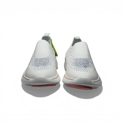 Skechers Crystal Slip-On Sneakers – White Sparkle Comfort Shoes | Lightweight Breathable Walking Trainers - MASTERPIECE