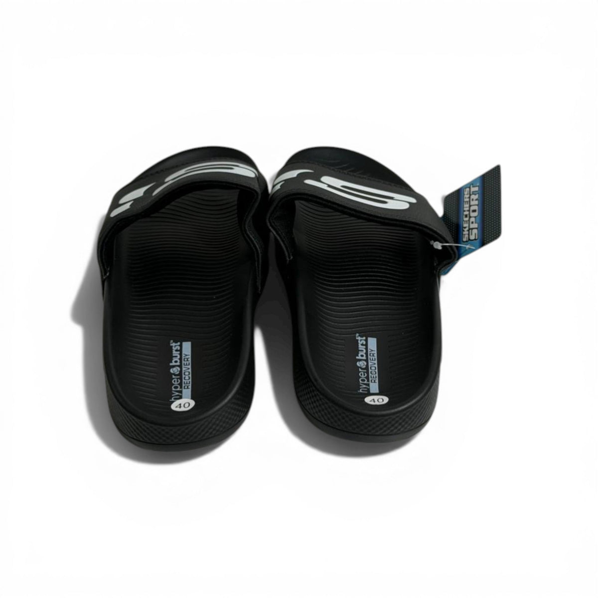 🖤⚡ Skechers Hyper Burst Slides – Black Bold Logo Edition | Ultra Comfort - MASTERPIECE
