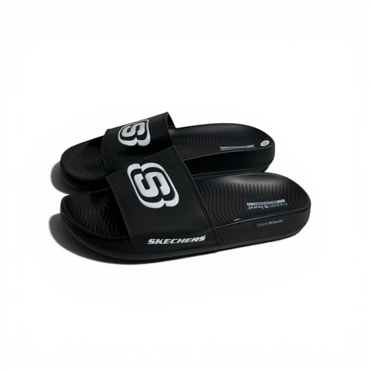 🖤⚡ Skechers Logo Comfort Slides – Black Signature Slides | Everyday Wear - MASTERPIECE