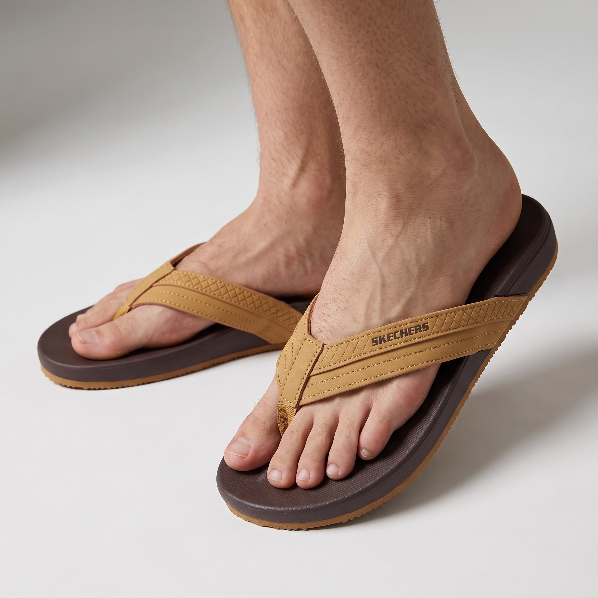 Skechers Men's Flip Flops – Tan Brown Comfort 🩴 - MASTERPIECE