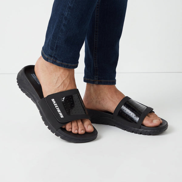 Skechers Slide – Black Sporty Slide 🖤🩴