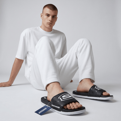 🖤⚪ Skechers Slides – Air Comfort Dual Tone Edition 🔥🩴 - MASTERPIECE