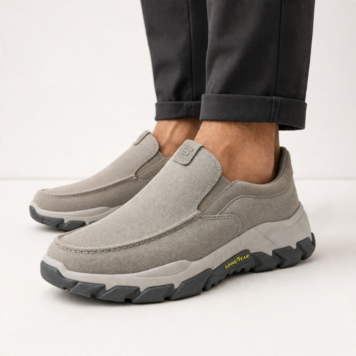 Skechers Slip‑Ins – Grey Suede Slip‑On - MASTERPIECE