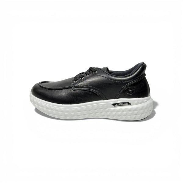 Skechers Ultra Light Leather Sneakers – Black Classic Comfort Shoes 🖤👞 | Lightweight Casual Walking Shoes