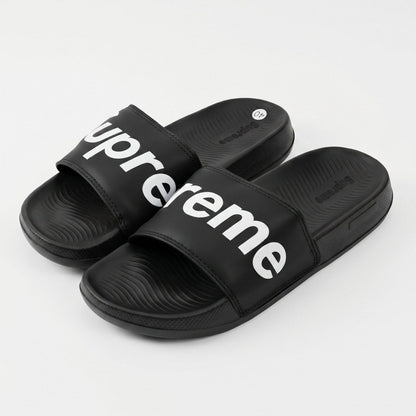 🖤🔥 Supreme Black Logo Slide Sandals | Lightweight Comfort Slides 👣 - MASTERPIECE
